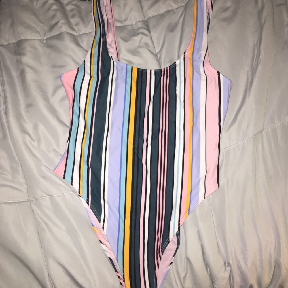 Stripped one piece suimsuit
